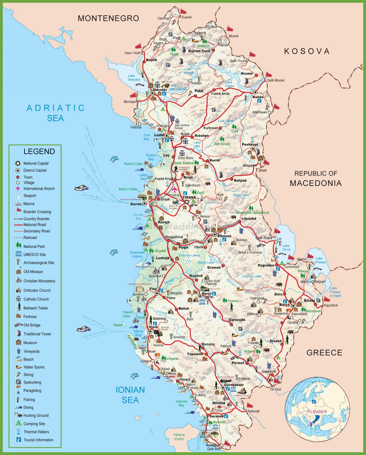 mapa Albanii turysta