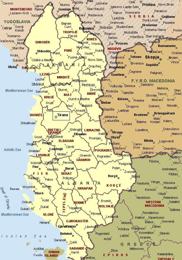 mapa albańskiego wybrzeża