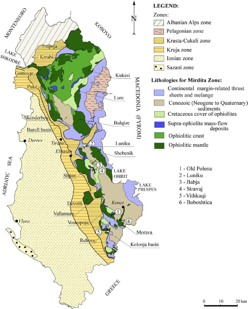 mapa Alp albańskich