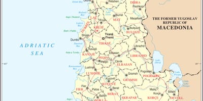 Mapa Albanii z miastami